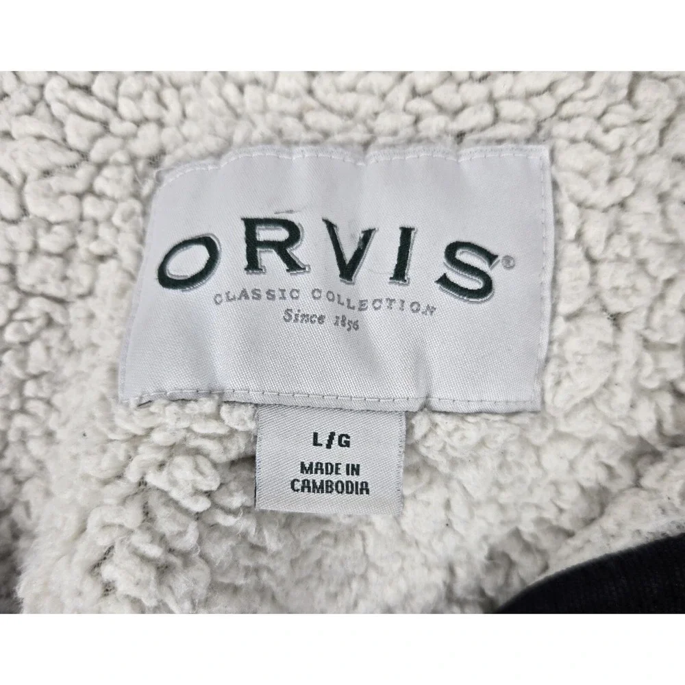 Orvis Classic Collection Men L Gray Sherpa Lined Quarter‎ Zip Pullover Sweater
